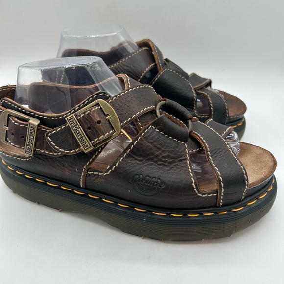 MIE Vintage Dr Martens Sandals Chunky Fisherman Platform Brown 90s Y2K 9067 RARE - Picture 8 of 14